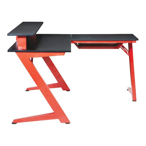 l shaped gaming desk red