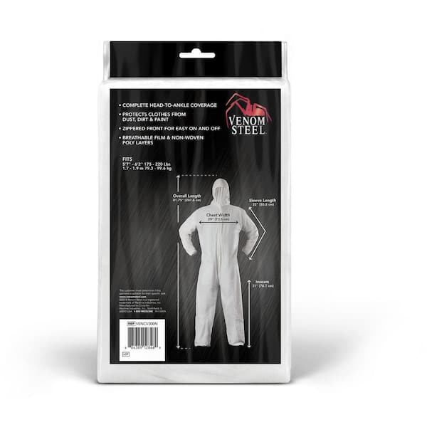 Venom Steel Unisex L/XL White microporous breathable heavy duty