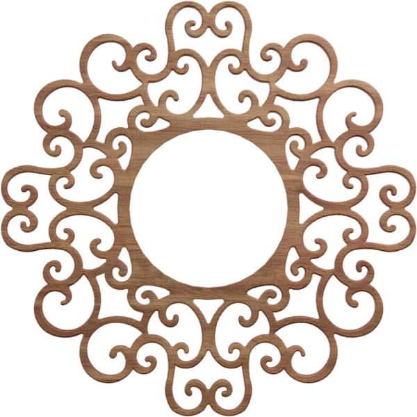 Ekena Millwork 20 in. x 20 in. x 1/4 in. Reims Wood Fretwork Pierced Ceiling Medallion, Walnut