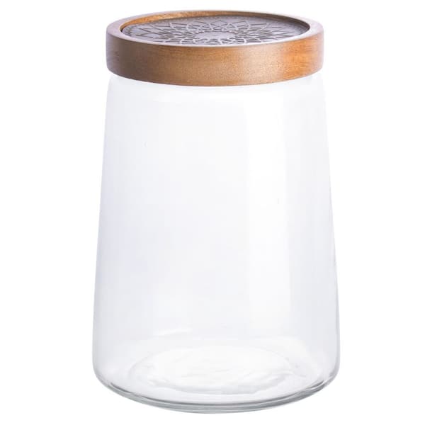Ribbed Glass Canister with Wood Lid | A Cottage in The Citiy Large