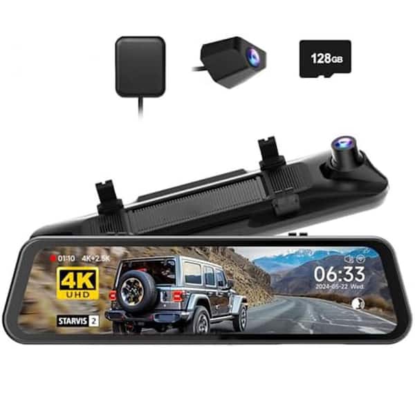12-Inch Rear View Mirror Camera with Front 4K and Rear 2.5K, STARVIS 2 IMX678, 5.8GHz WiFi, Voice Control