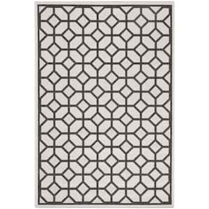 Beach House Light Gray/Charcoal Doormat 3 ft. x 5 ft. Latticework Geometric Indoor/Outdoor Patio Area Rug