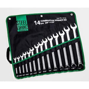 3/8 in. - 1-1/4 in.12-Point SAE Full Polish Combination Wrench Set (14-Piece)