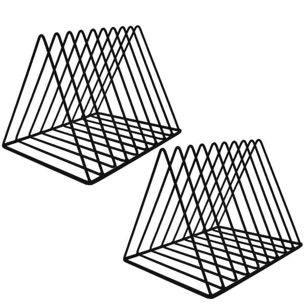 Afoxsos Black 7.1 in. x 10.2 in. Metal Freestanding Magazine Rack Bookshelf Multifunction Triangle File Organizer 2-Pack