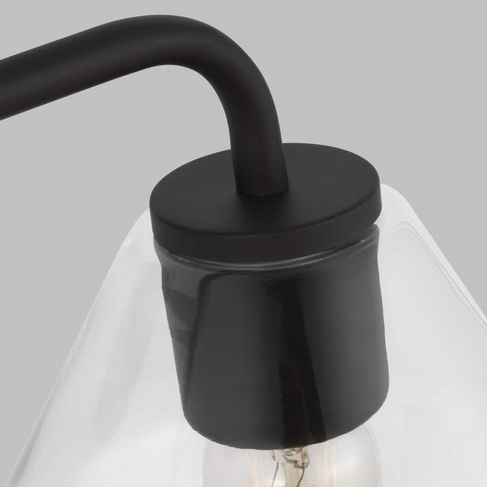 Jett 17" Black and Clear Glass 2-Light Vanity Fixture