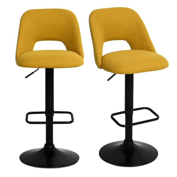 mustard yellow leather bar stools