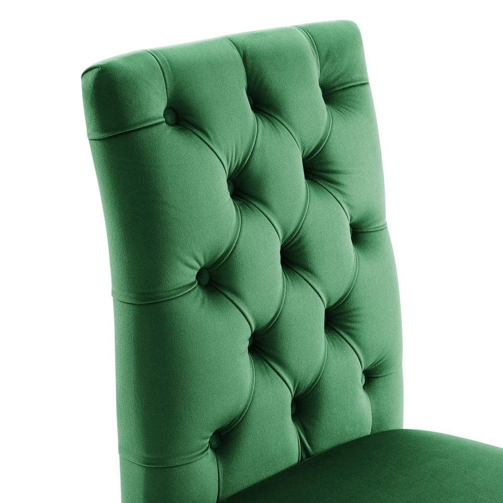 Elegant Emerald Velvet Upholstered Side Chair with Wood Legs