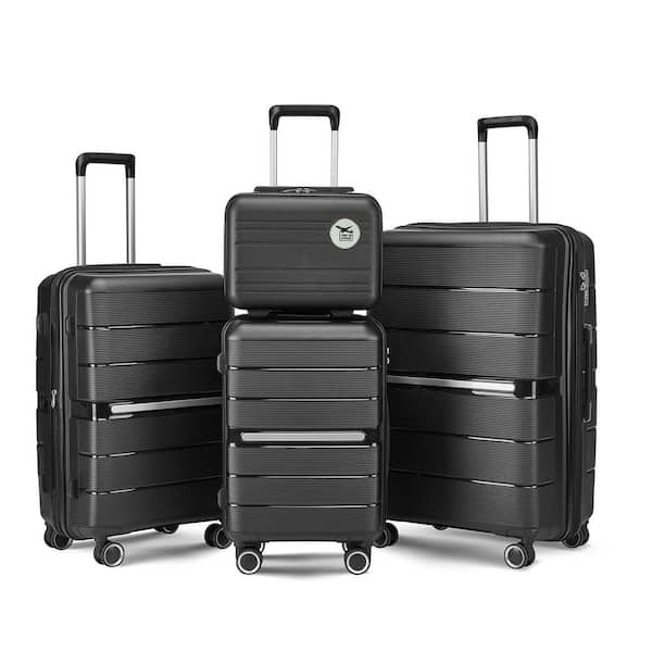 OLUMAT 4-Piece Black Security and Convenience Luggage Set FO-LS