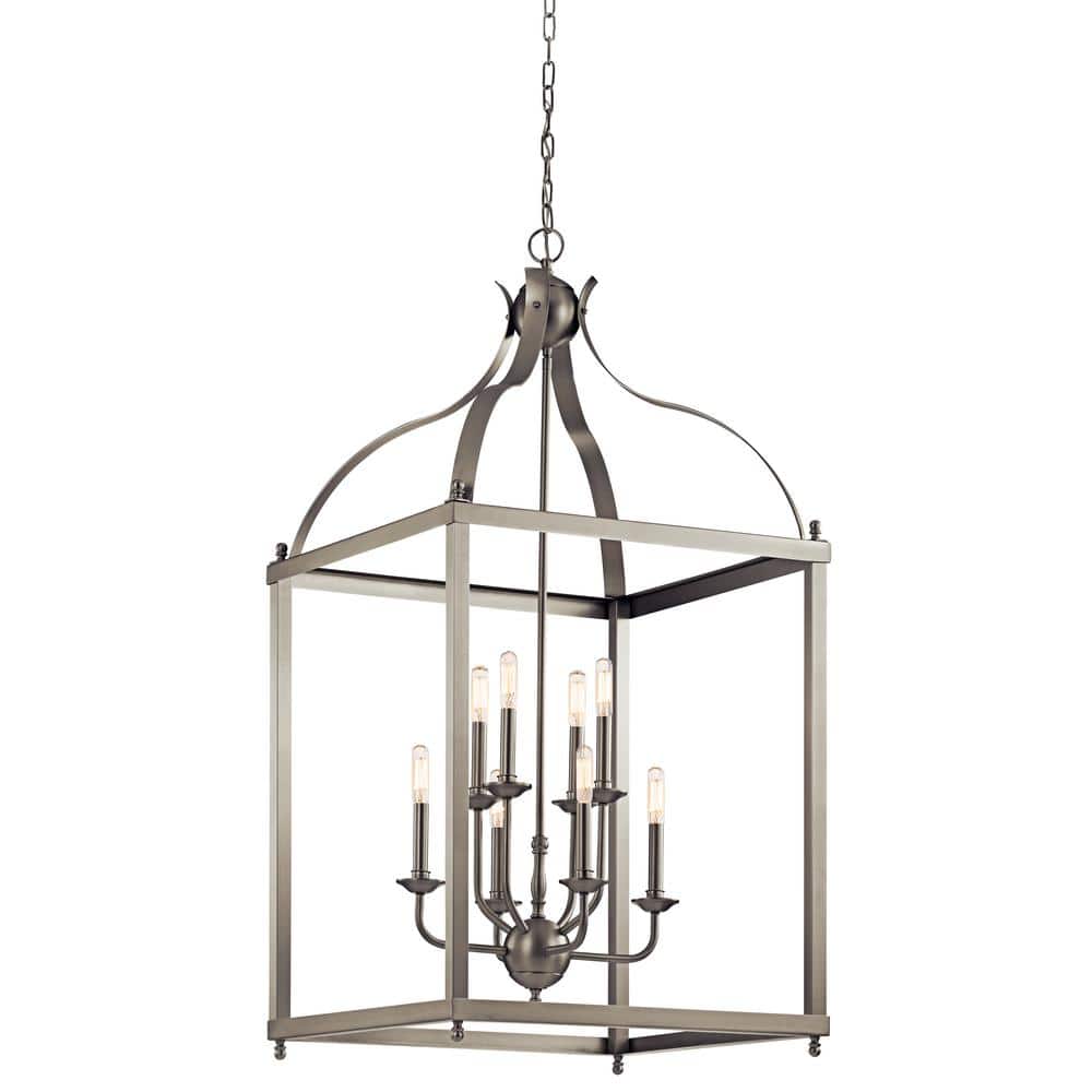Larkin 47.75" 8-Light Brushed Nickel Outdoor Cage Chandelier