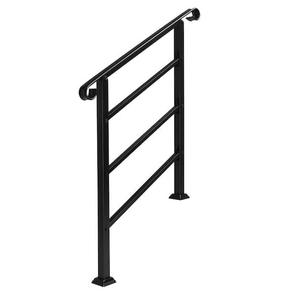 38.3 in. H x 37.8 in. W Black Iron Stair Railing Kit