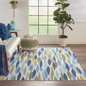 Bits and Pieces Seaglass 5 ft. x 7 ft. Geometric Modern Indoor/Outdoor Patio Area Rug
