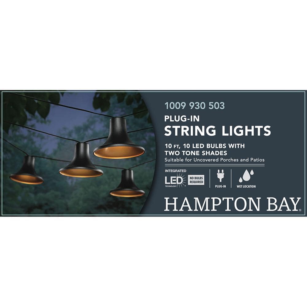Black 12 ft. Outdoor LED Lantern String Light