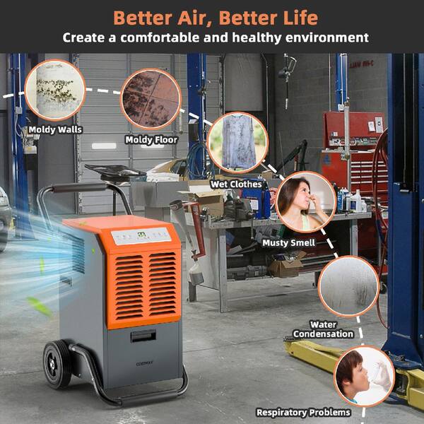 thumbnail image 2 of COSTWAY 163 Pints Commercial Dehumidifier With Pump & Drain Hose (Blue 2 of 11