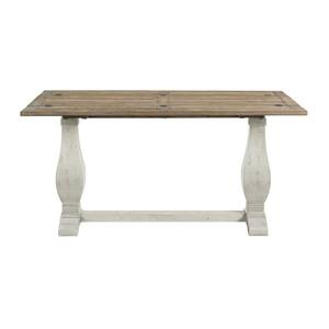 Napa 60 in. White Stain/Reclaimed Natural Standard Rectangle Wood Console Table with Pedestal