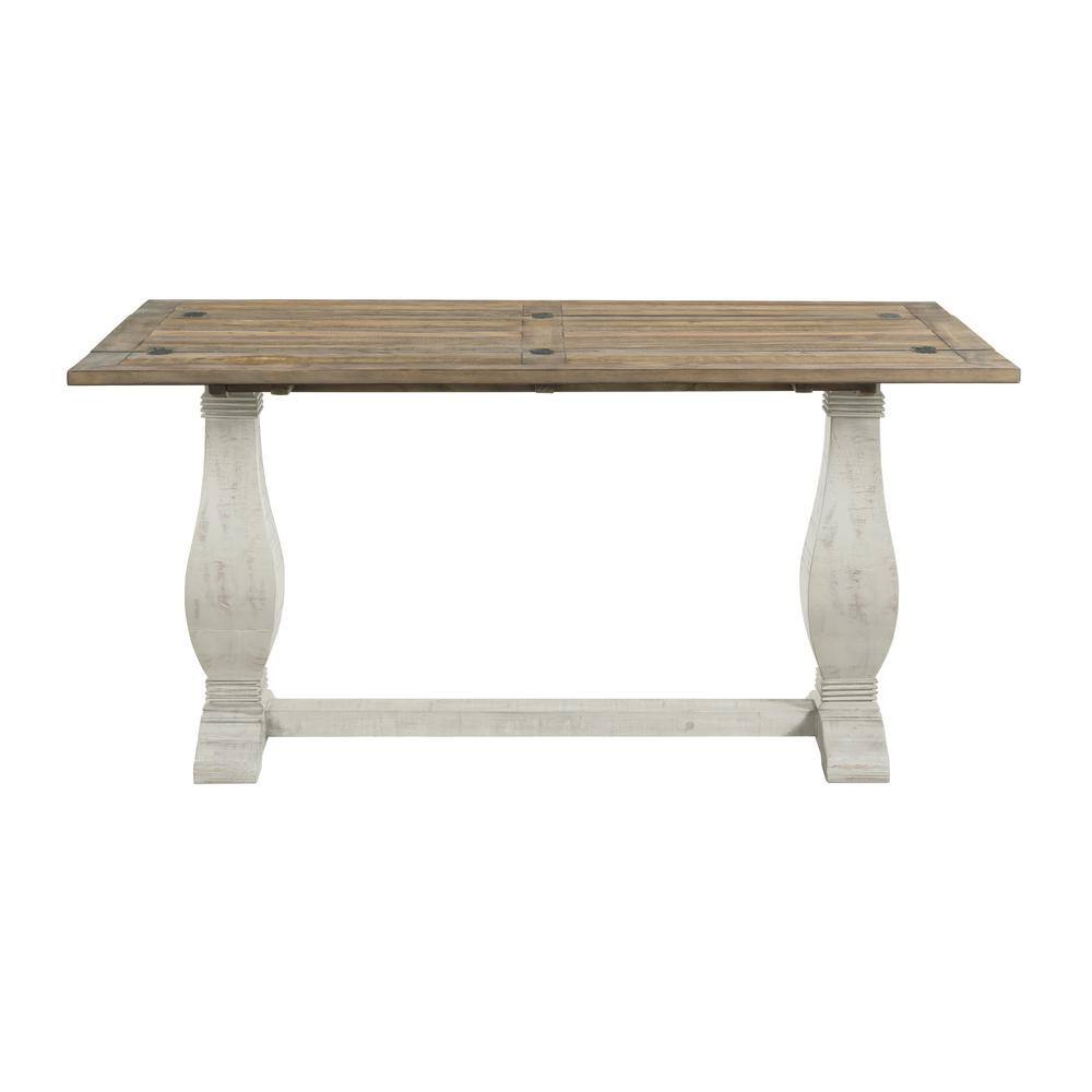 Napa 60" White and Natural Wood Flip Top Sofa Table
