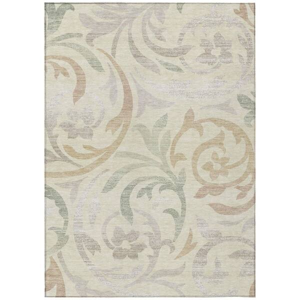 Chantille Machine Washable Indoor/Outdoor Abstract ACN3168 Cream 8 ft. x 10 ft. Area Rug