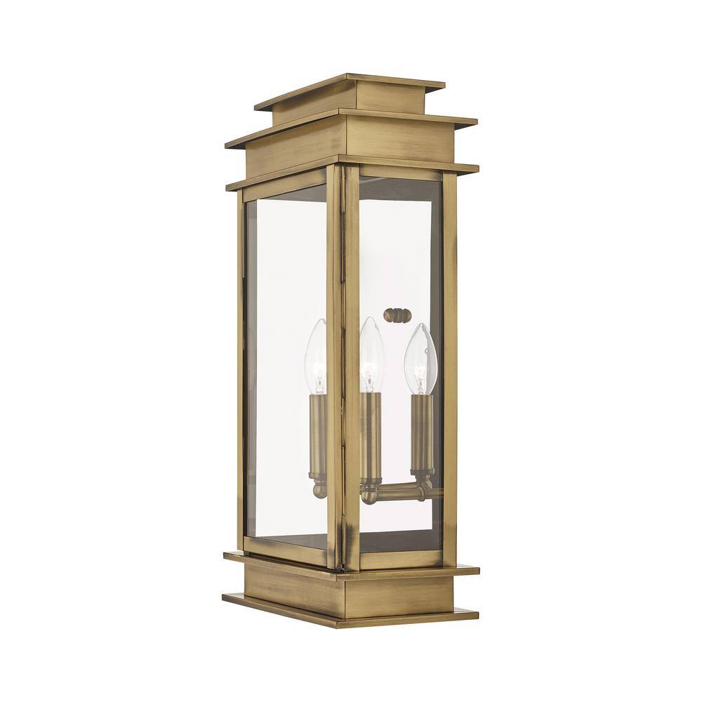 Princeton Antique Brass 2-Light Outdoor Wall Sconce with Clear Glass
