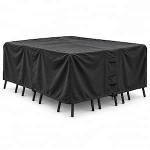 Patio Table and Chair Set Cover-Durable and Water Resistant Outdoor Furniture Cover-Large-Black