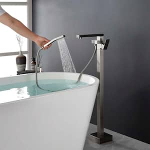 Single-Handle Freestanding Tub Faucet with Pressure-Balanced Control with Hand Shower in Brushed Nickel