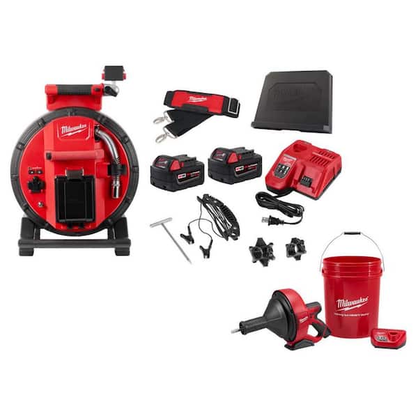 M18 18-Volt Lithium-Ion Cordless 100 ft. Flexible Modular Pipeline Sewer Camera System Kit & M12 Drain Snake Auger Kit