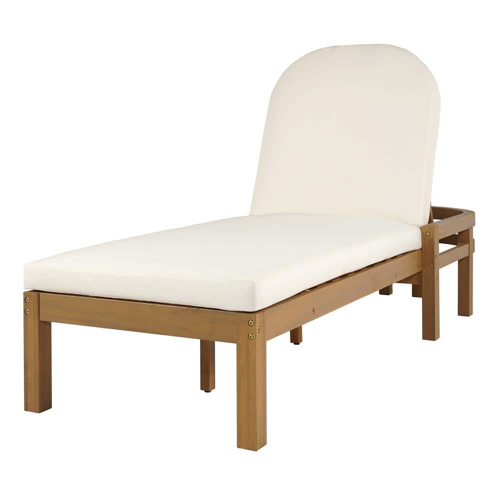 Acacia Wood Outdoor Lounge Chair Set of 2, With Beige cushions 5-Position Adjustable Backrest (Light Teak) price history on PriceWatchPro