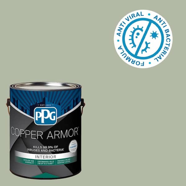 COPPER ARMOR 1 gal. PPG1124-4 Light Sage Semi-Gloss Antiviral and Antibacterial Interior Paint with Primer