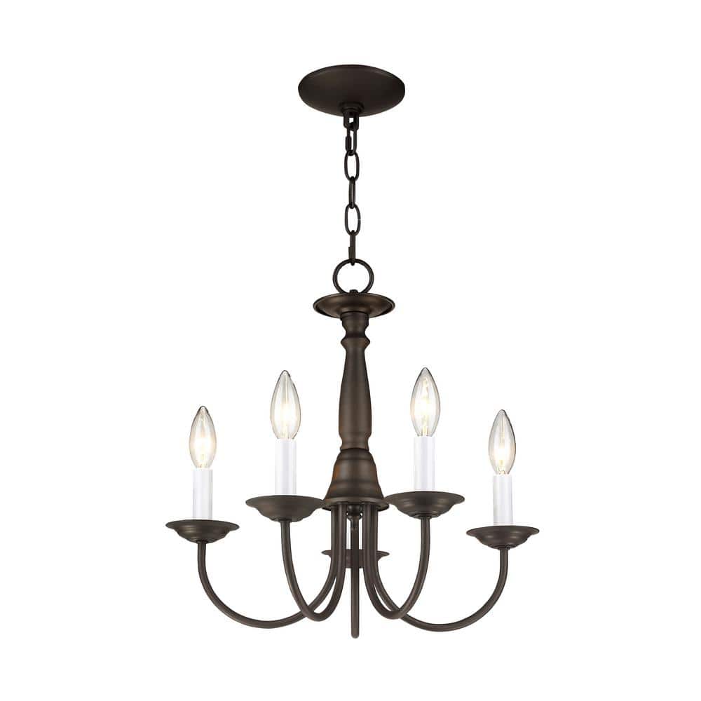 Elegant Bronze 5-Light Chandelier with Steel Finish and Chain Hang