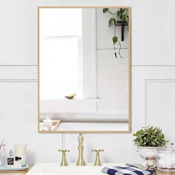 Neu Type 31 5 In X 23 6 Rectangle Modern Gold Bathroom Vanity Mirror Wall Mounted Or Hanging Jj00387zzen 1 Neu Type 31 5 In X 23 6 Rectangle, Antique Gold Bathroom Mirror