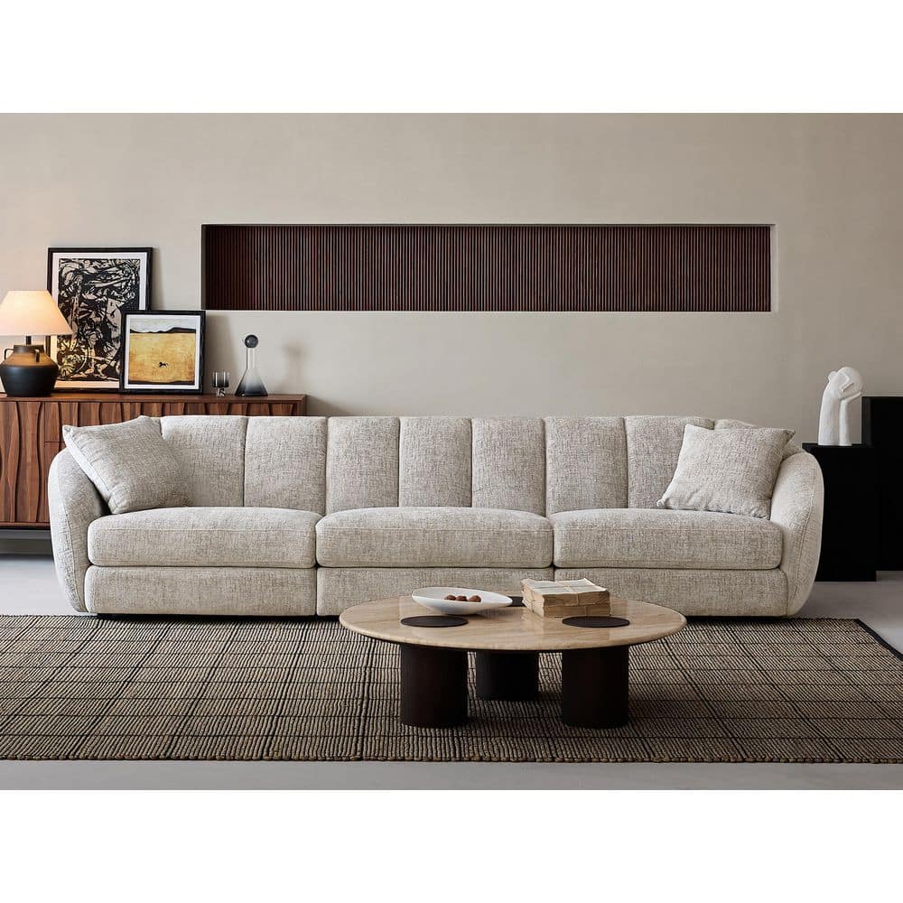 Modern 123 in. Wide Slope Arm Chenille Fabric Rectangle Sectional Sofa Scal