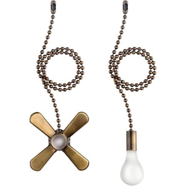 13.6 Inch Bronze Ceiling Fan Pull Chains with Frosted Glass Bulb and Fan Cord Connector Decorative Extension
