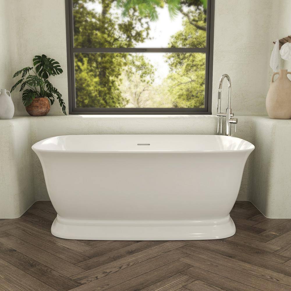 Ascend 67" White Acrylic Freestanding Bathtub with Chrome Drain
