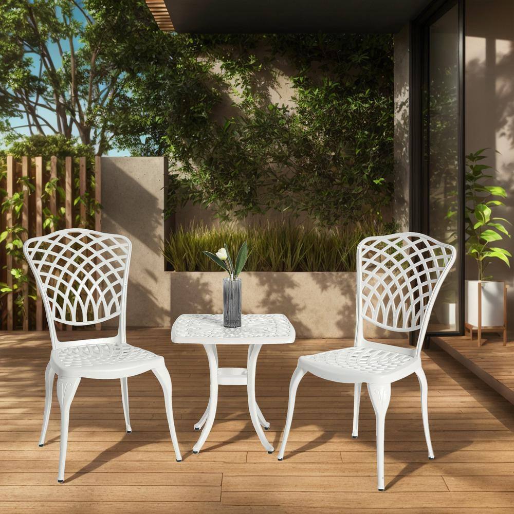 White 3-Piece Outdoor Rust-Resistant Cast Aluminum Patio Bistro Set price history on PriceWatchPro