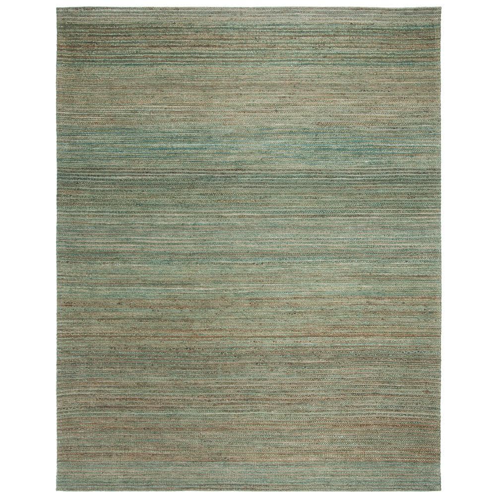 Sage and Natural Handwoven Cotton 5' x 8' Flat Woven Rug