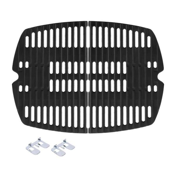 Cast Iron Cooking Griddle 16.7 in. x 12.4 in. Matte Black Reversible for Weber Q1000 Series 1-Pack with Carry Bag