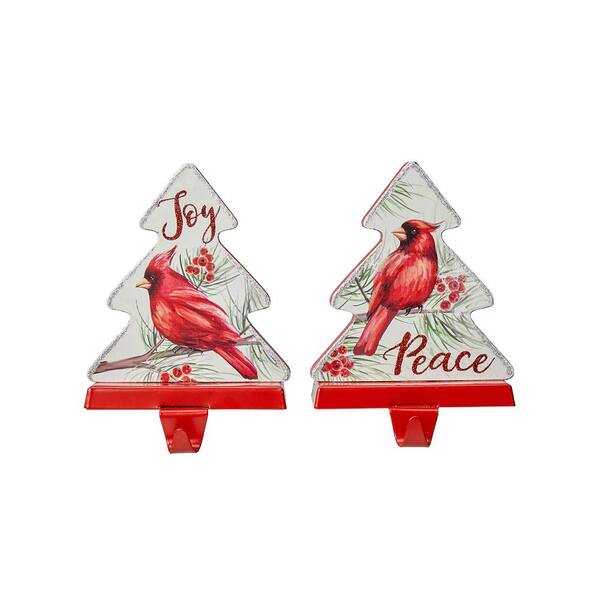 Glitzhome 7 in. H Metal Christmas Cardinal Stocking Holder (Set of 2)