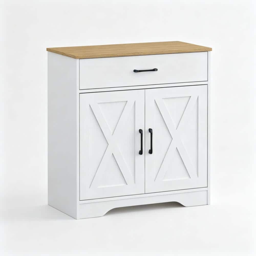 31.5 in. W x 33.6 in. H Rectangular Wood Medicine Cabinet without Mirror in White Farmhouse Entryway Organizer price history on PriceWatchPro