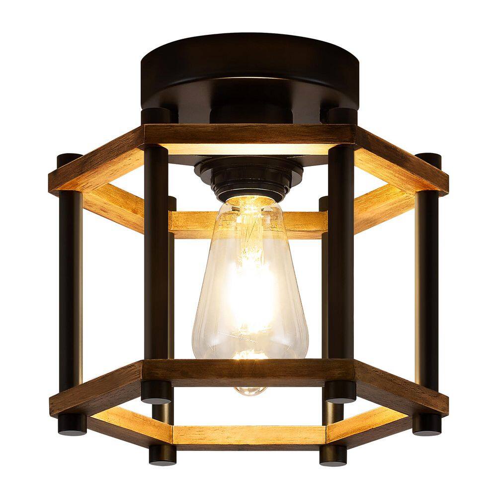 8.6 in. 1-Light Black Rustic Farmhouse Cage Semi Flush Mount Ceiling Light For Living Room (2-Pieces) price history on PriceWatchPro