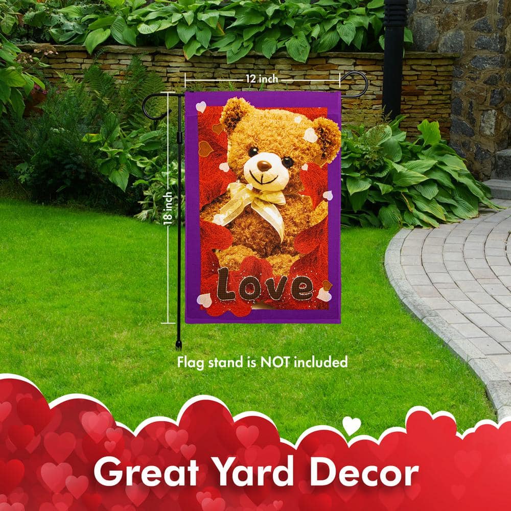12" x 18" Valentine's Day Love Bear Garden Flag