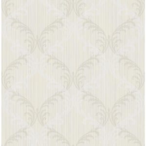 Ornament Striped Damask Cream Paper Strippable Wallpaper Roll (Cover 56.05 sq. ft.)