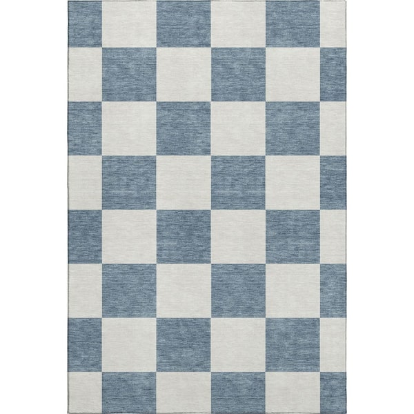 Mayfield Premium Machine Washable Abstract AMF2345 Denim 9 ft. x 12 ft. Area Rug