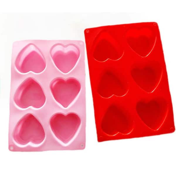 Heart Shaped 2-Piece Silicone Mold Set for Chocolate Cake Jelly Pudding Handmade Soap Valentines Anniversary
