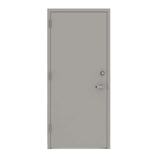 L.I.F Industries 30 in. x 80 in. Gray Right-Hand Flush Security Steel ...