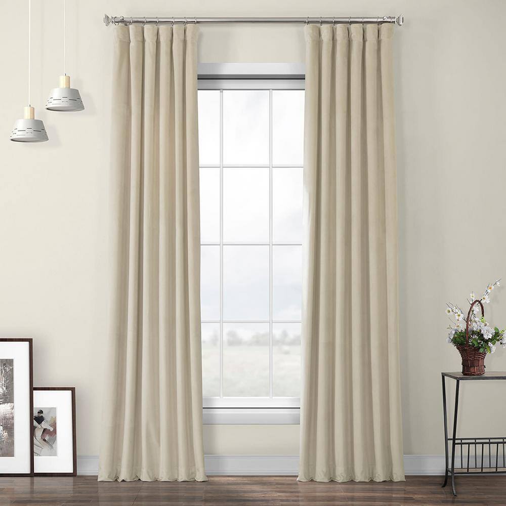 Exclusive Fabrics & Furnishings Macchiato Beige Velvet Rod Pocket Room