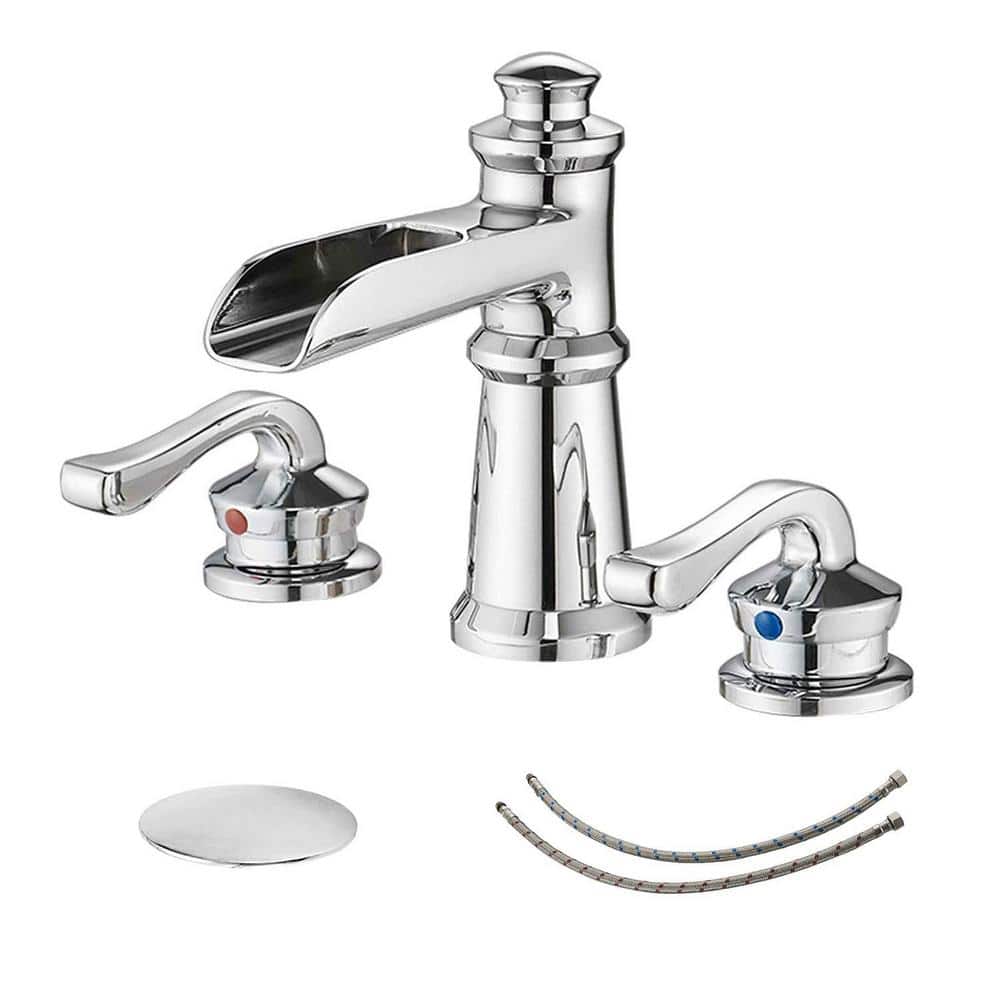 8 In. Widespread Double Handle Bathroom Faucet with Drain Assembly, Bathroo