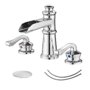 8 In. Widespread Double Handle Bathroom Faucet with Drain Assembly, Bathroom Sink Faucets for 3-Hole in Polished Chrome