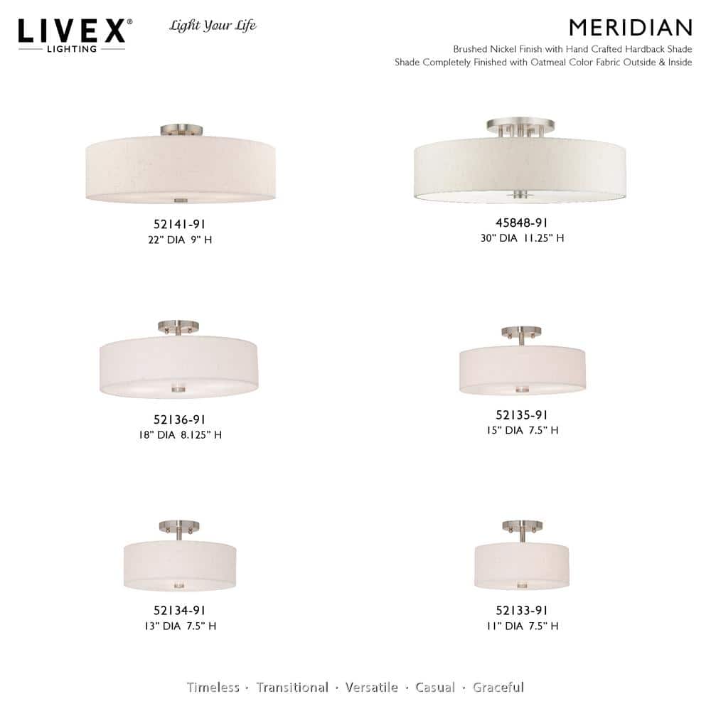 Modern Brushed Nickel 6-Light LED Drum Semi-Flush Mount