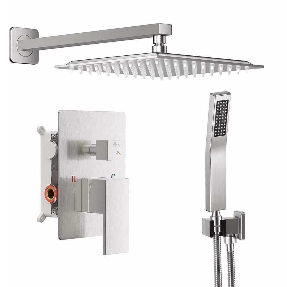 Single Handle 2-Spray Shower Faucet with 1.8 GPM in Nickel 12 in. Stainless Steel,360° Adjustable,Valve Included price history on PriceWatchPro