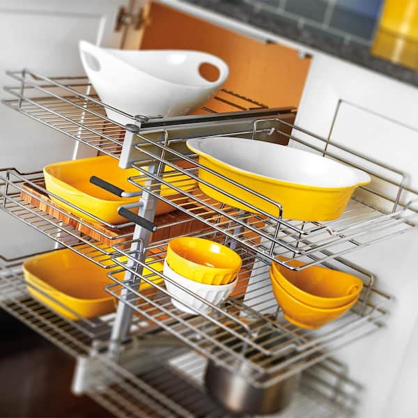 Rev-A-Shelf 15 in. Corner Cabinet Pull-Out Chrome 3-Tier Wire Basket  Organizer with Soft-Close Slides 5PSP3-15SC-CR - The Home Depot