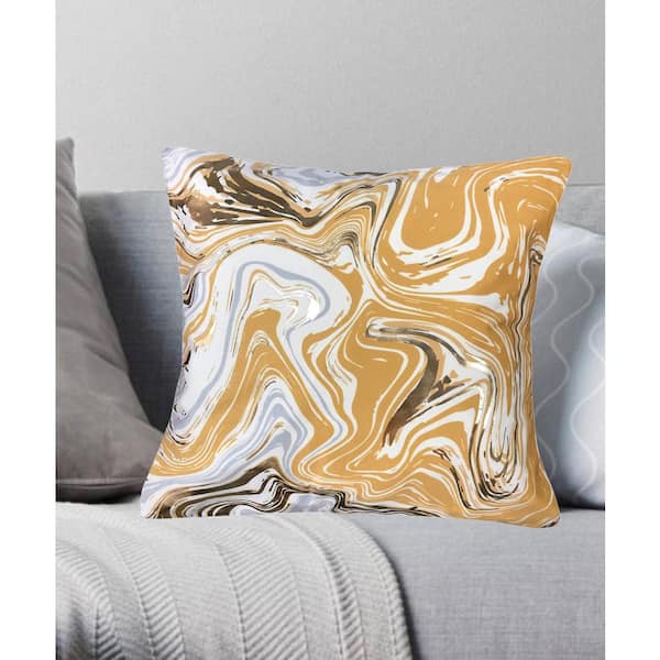 Harper Lane Malee Marble Throw Pillow, Yellow, 18x18