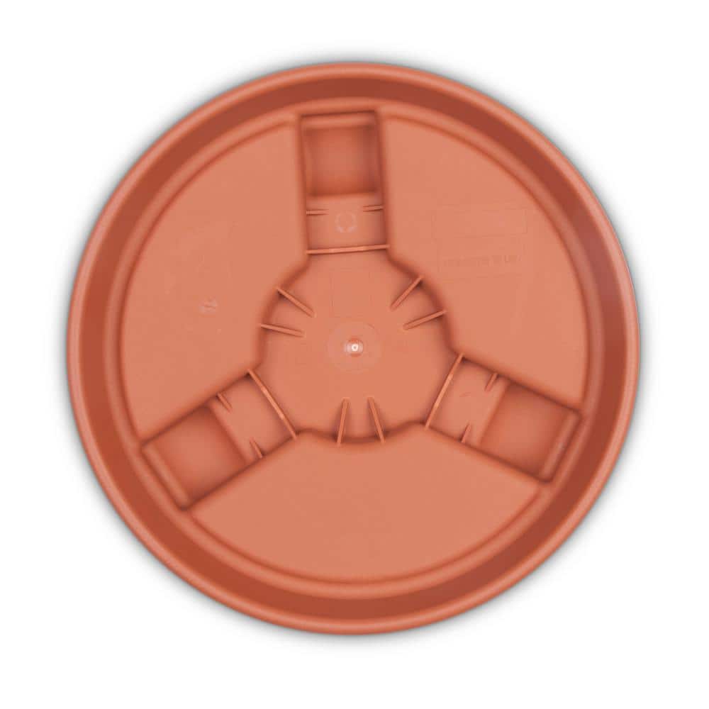 Terra Cotta Round Plant Caddy with Wheels, 14-inch